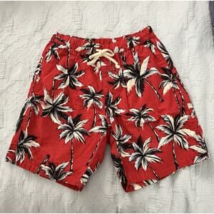 Avanti Hawaii Long Beach Port Shorts Men M Made In USA Red Palm Tree Cotton